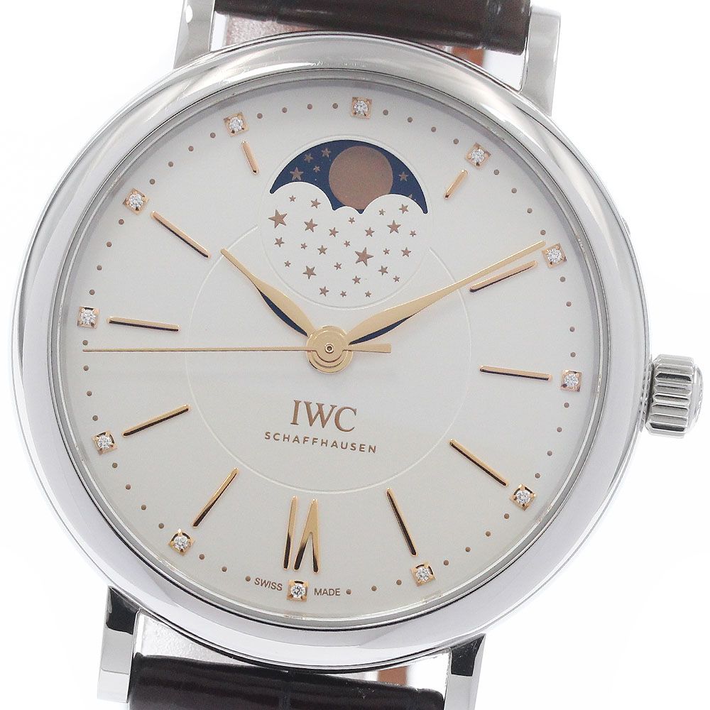 IWC IWC SCHAFFHAUSEN IW459011 ポートフィノ ムーンフェイズ 12Pダイヤ 自動巻き メンズ 保証書付き_962137