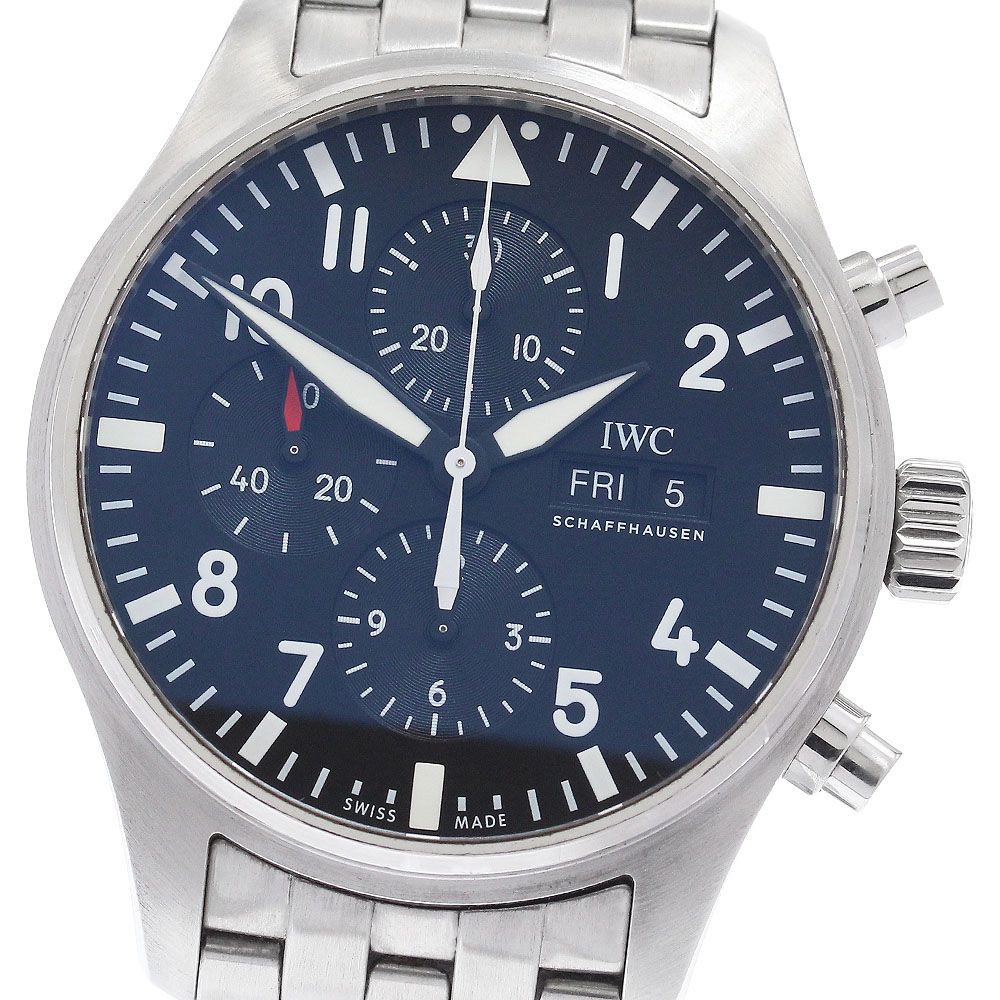 IWC SCHAFFHAUSEN IW377710 パイロットウォッチ クロノグラフ デイデイト 自動巻き メンズ 保証書付き_960661
