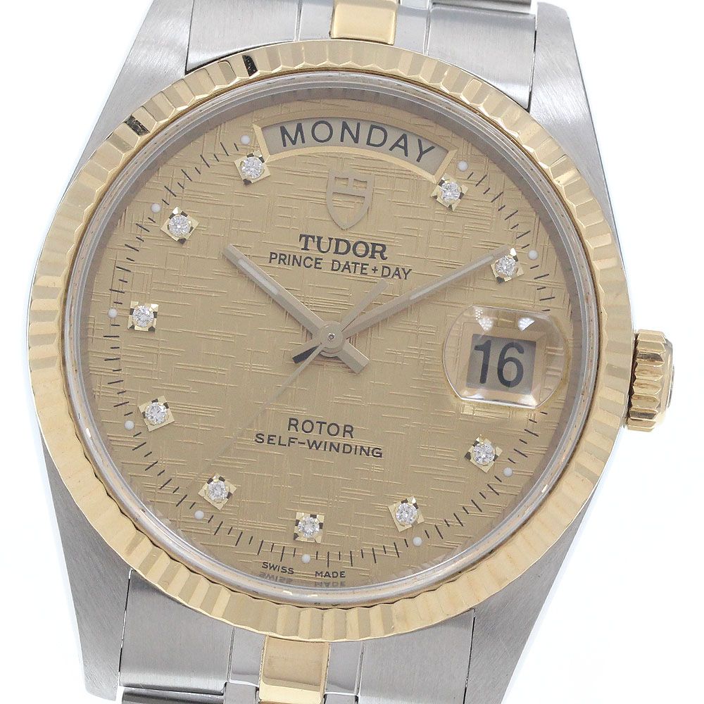 チュードル TUDOR 76213 プリンス デイトデイ 10Pダイヤ YGベゼル 自動巻き メンズ _916484