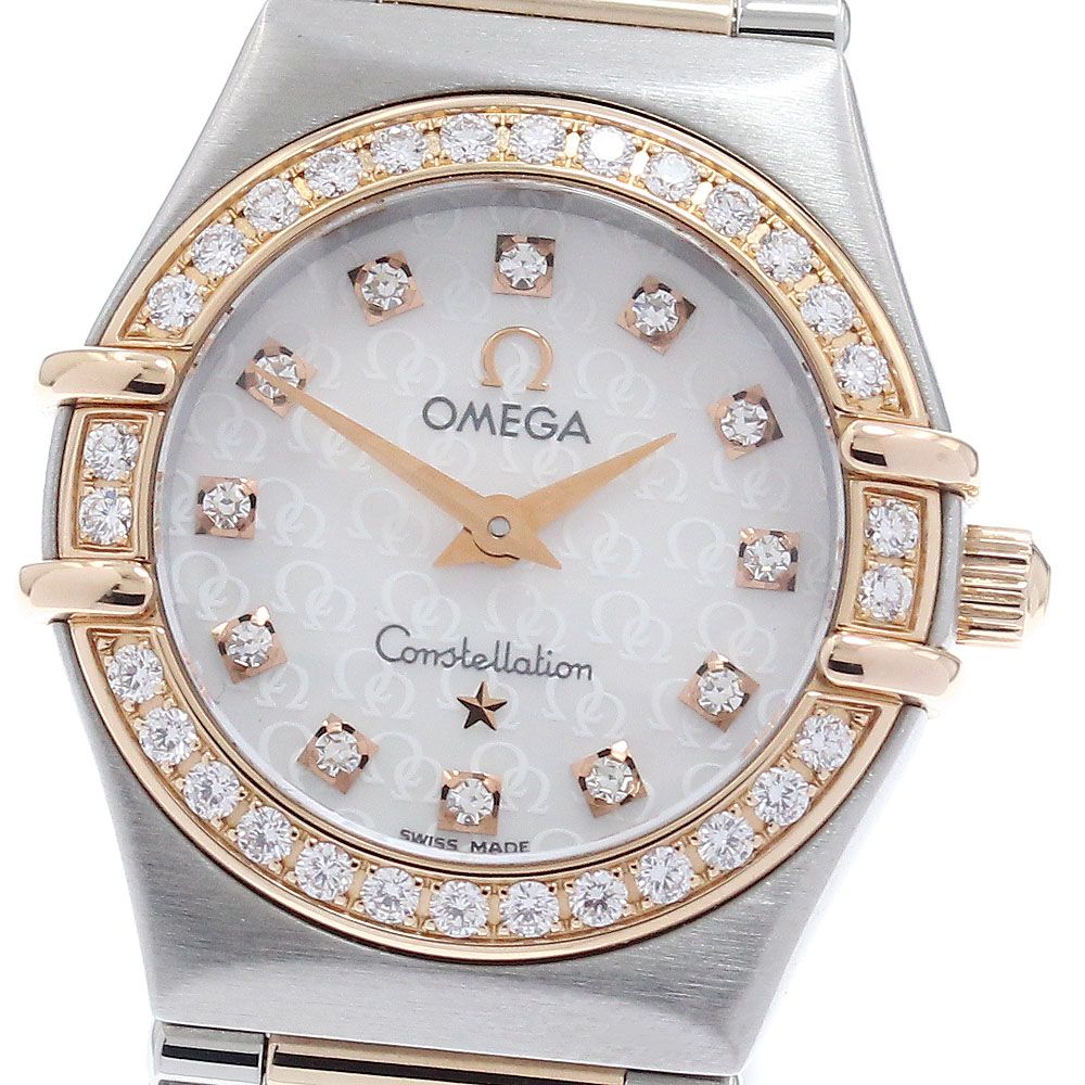 オメガ OMEGA 1360.75 コンステレーショ ミニ 12P ダイヤベゼル クォーツ レディース 保証書付き_962066