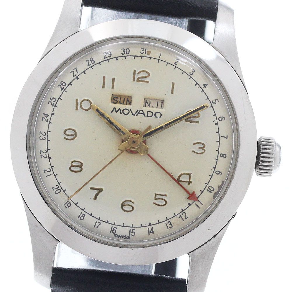 訳あり モバード Movado トリプルカレンダー 手巻き メンズ _956873