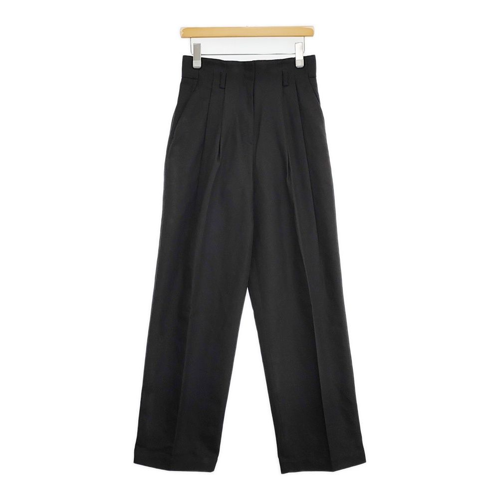 Mame Kurogouchi Cotton Linen Twill Wide Trousers センタープレス 日本製 サイズ2 パンツ ブラック レディース マメクロゴウチ【中古】6-0525M△