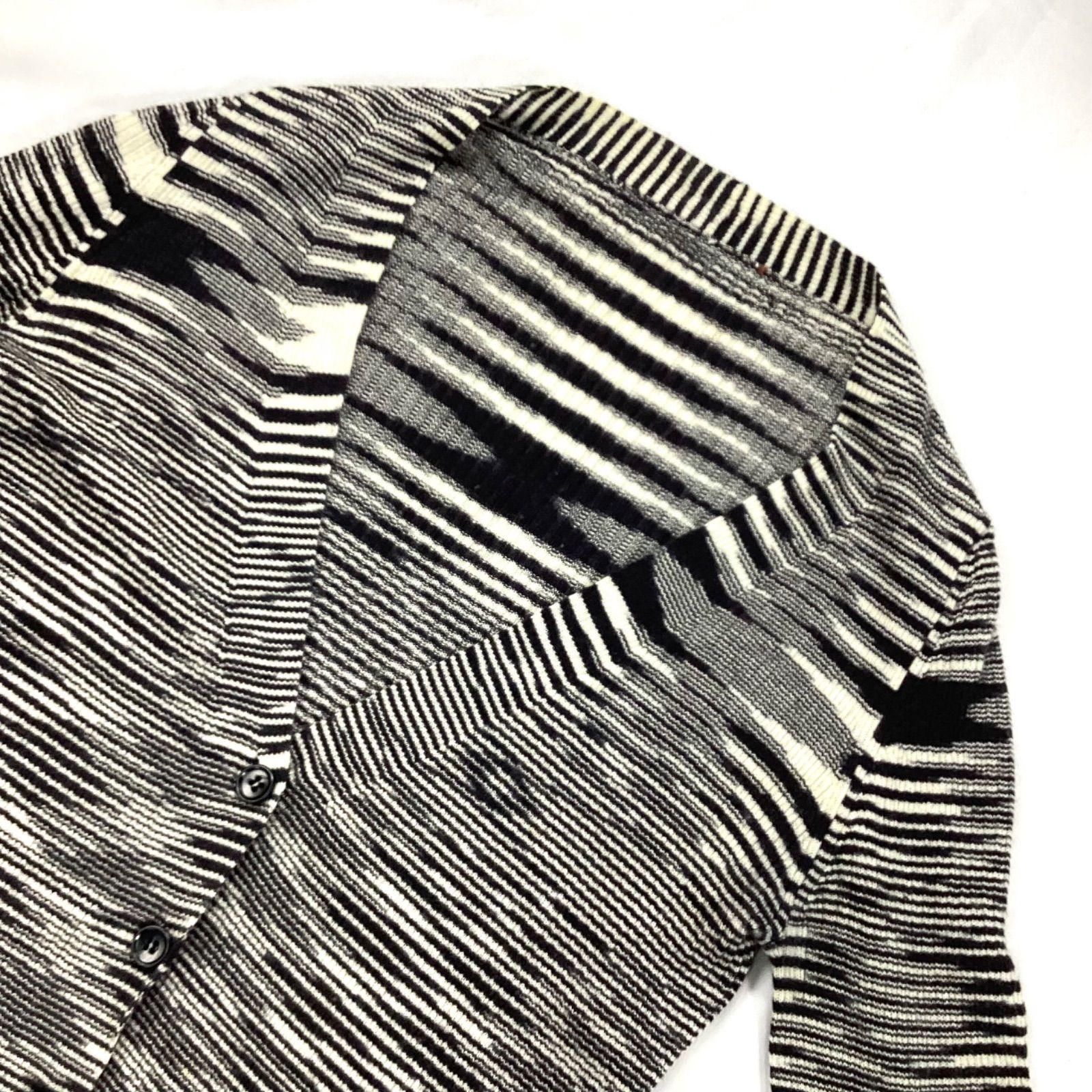 新品同　MISSONI ミッソーニ カーディガン黒ベース　定価7.7万　L MISSONI ミッソーニ セットアップ カーディガン トップス ボーダー