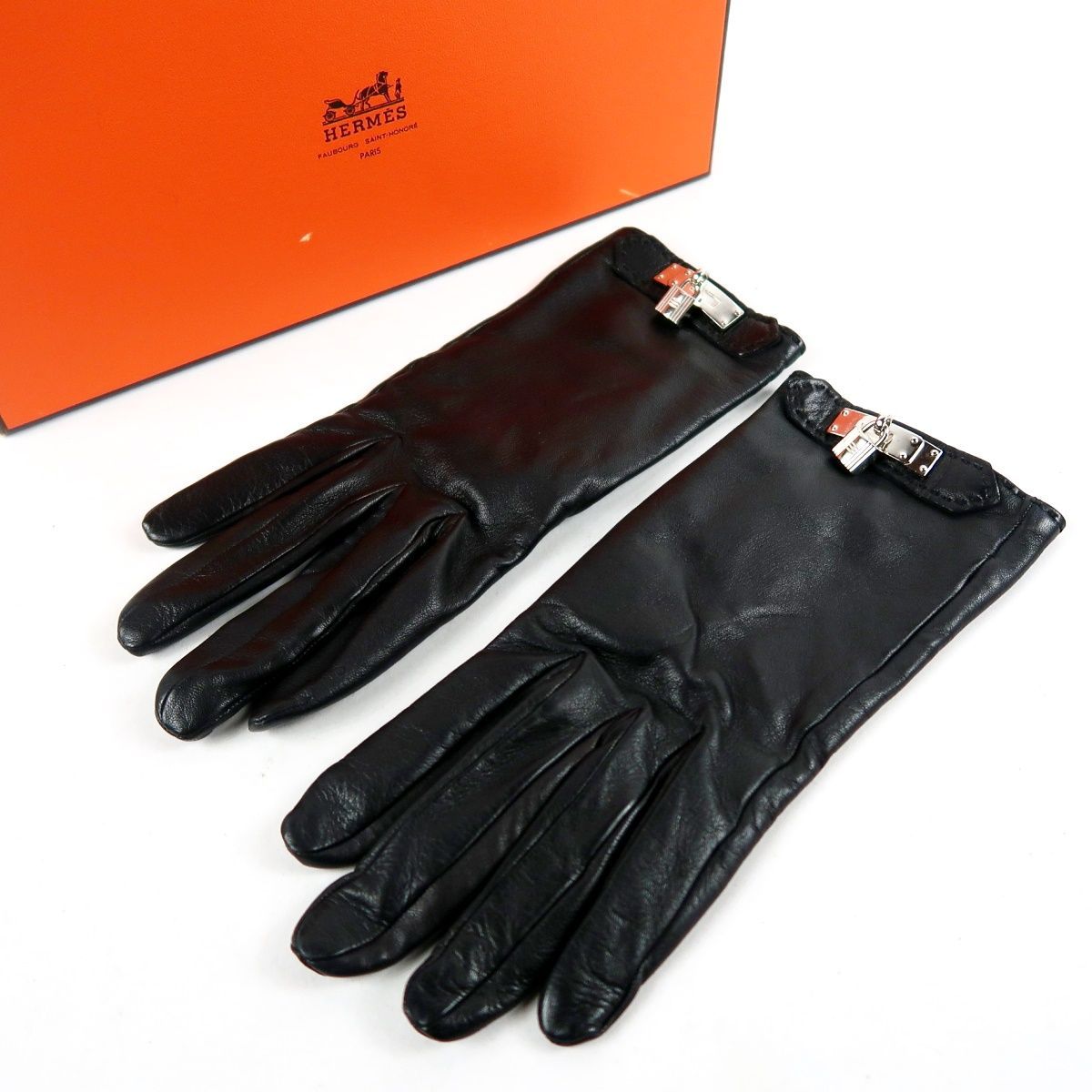 【超美品】HERMES エルメス 手袋 ケリー レザーグローブ 高級ブランド 小物 服飾雑貨 レディース 7【HN17】