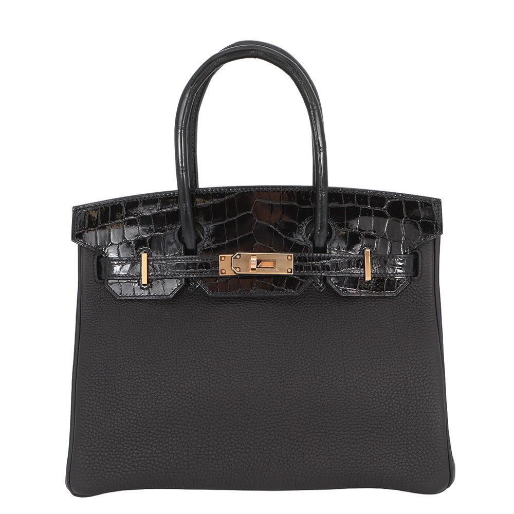 エルメス バーキン30 タッチ ブラック/ピンクゴールド金具 トゴ/ニロティカスシャイン Y刻印 HERMES Birkin ハンドバッグ