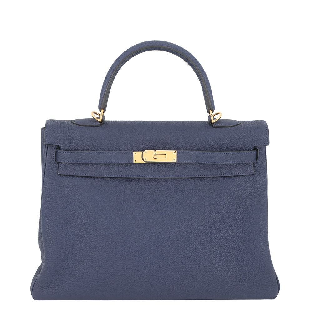 エルメス ハンドバッグ ケリー35 内縫い ブルーネイビー/ゴールド金具 トゴ B刻印 HERMES Kelly 2wayバッグ