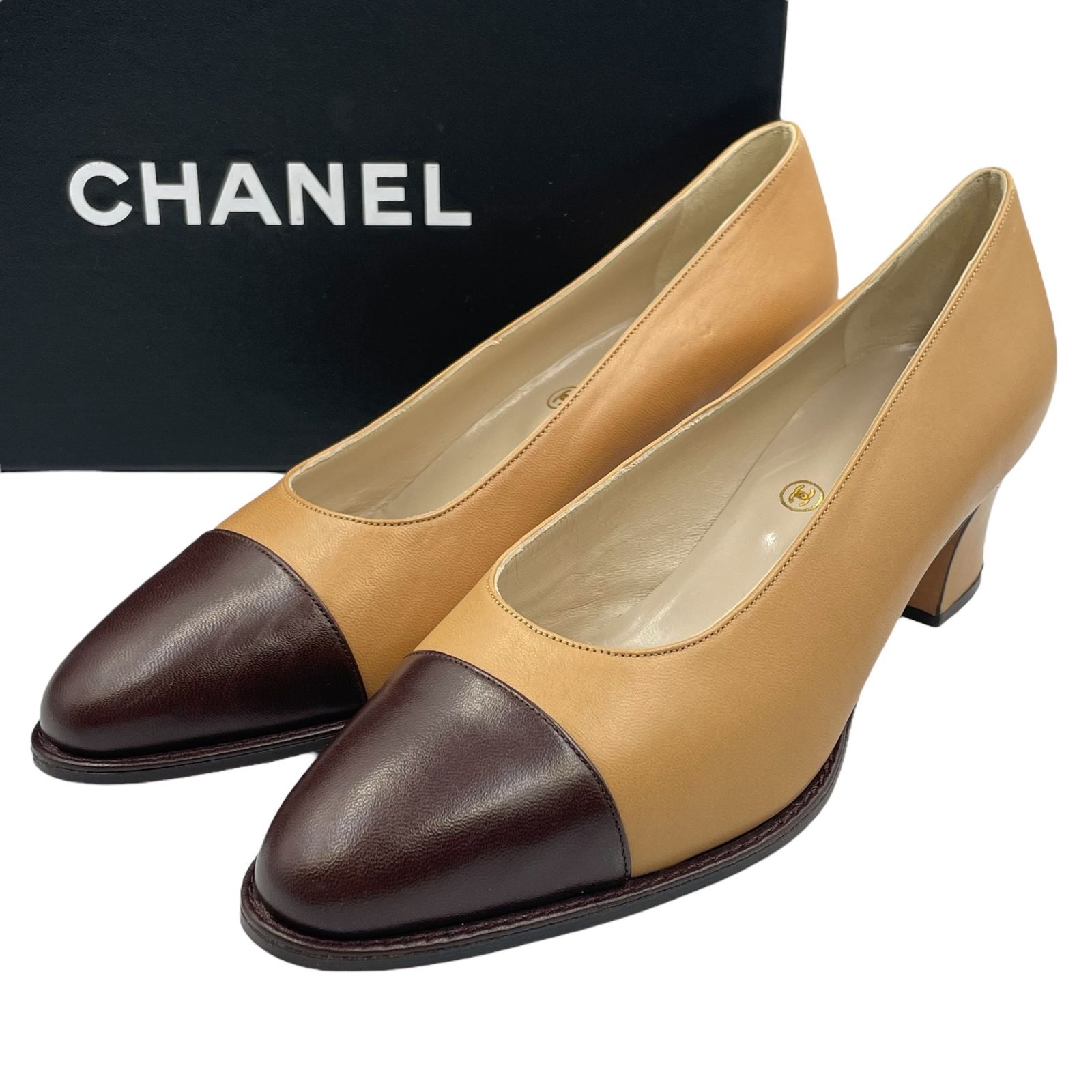 未使用品 CHANEL シャネル パンプス レザー ベージュ サイズ36 箱付き