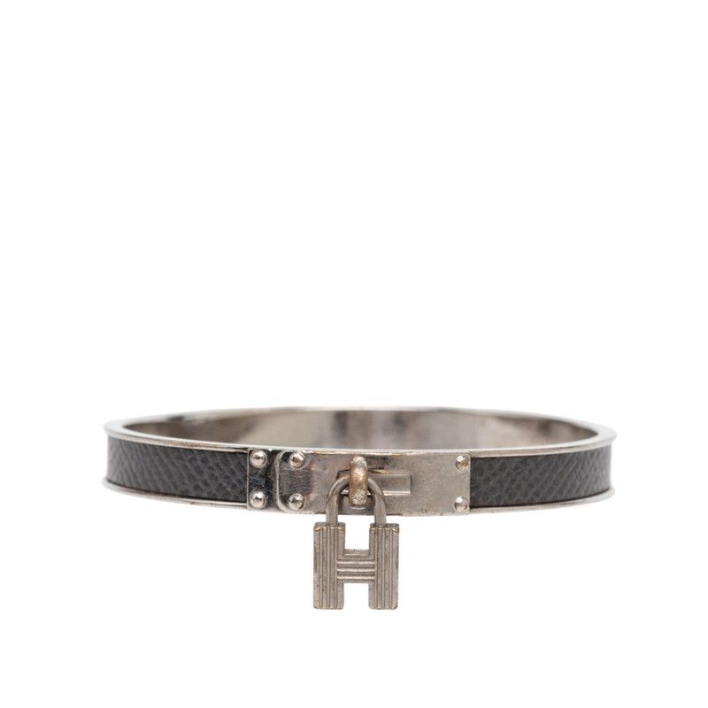 エルメス ケリー バングル シルバー グレー メタル レザー レディース HERMES【1-0270644】