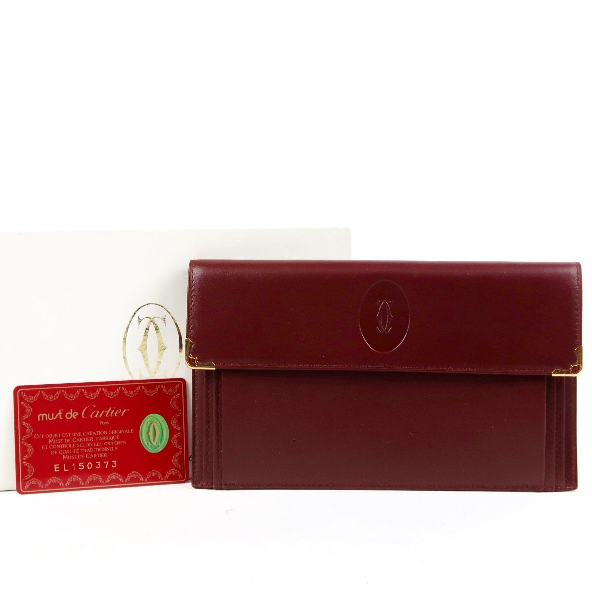 【新品同様・未使用】Cartier カルティエ マストライン 二つ折り長財布 札入れ ボルドー ブランド 小物 箱付き【GJ36】