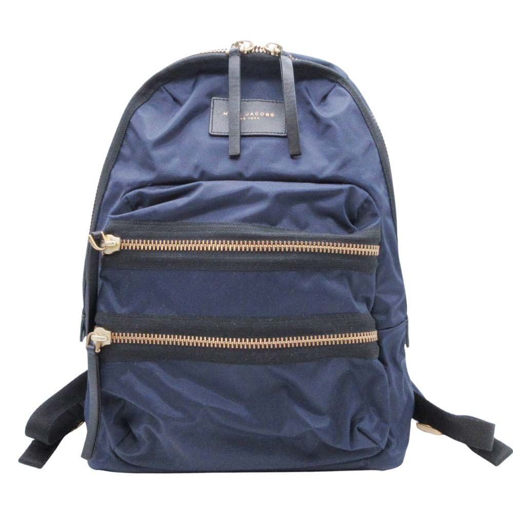 美品 MARC JACOBS マークジェイコブス バイカー バックパック リュック ナイロン デイパック バッグ カバン 鞄 紺 ネイビー レディース 古着 中古 USED