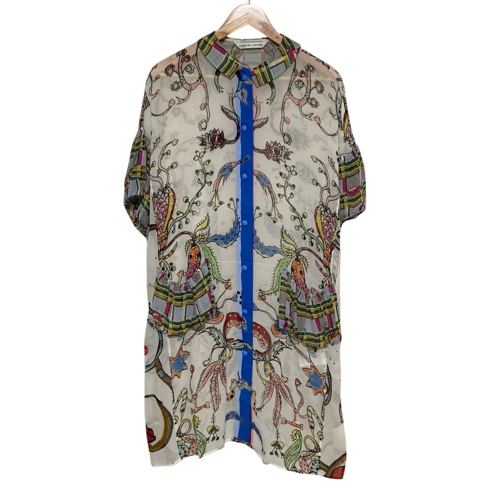 美品 TSUMORI CHISATO ツモリチサト ようきな世界へドッキング ワンピース 2 ホワイト マルチカラー レディース 古着 中古 USED
