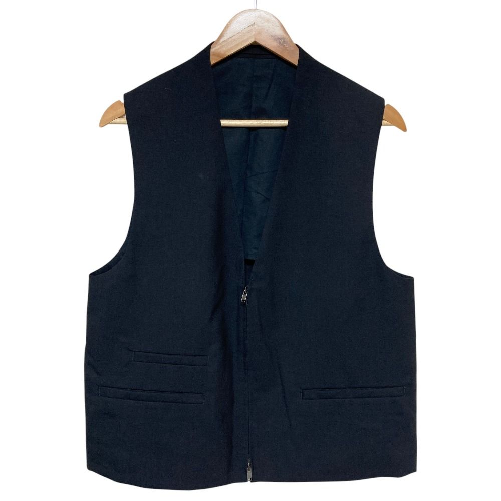 美品 25AW MARGARET HOWELL マーガレットハウエル SUMMER WOOL POPLIN ウール ベスト コート 578-5225201 2 ダークネイビー レディース 古着 中古 USED