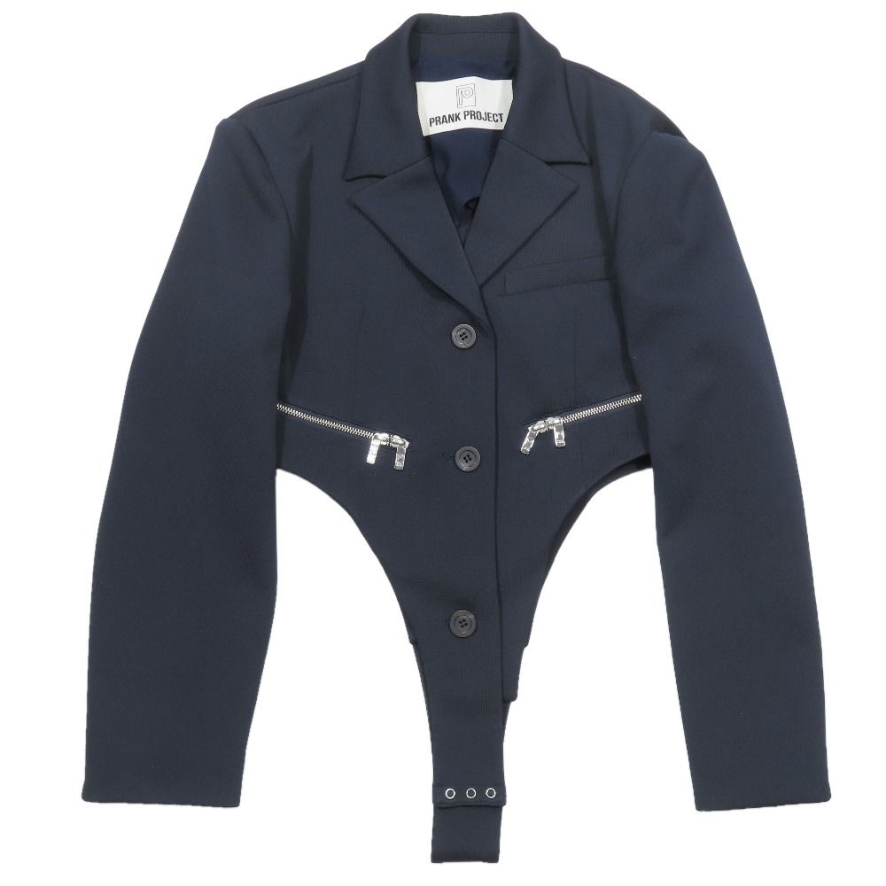 美品 PRANK PROJECT プランクプロジェクト Jacket Rompers ジャケット ロンパース 31231115401 ボディースーツ F ネイビー レディース 古着 中古 USED
