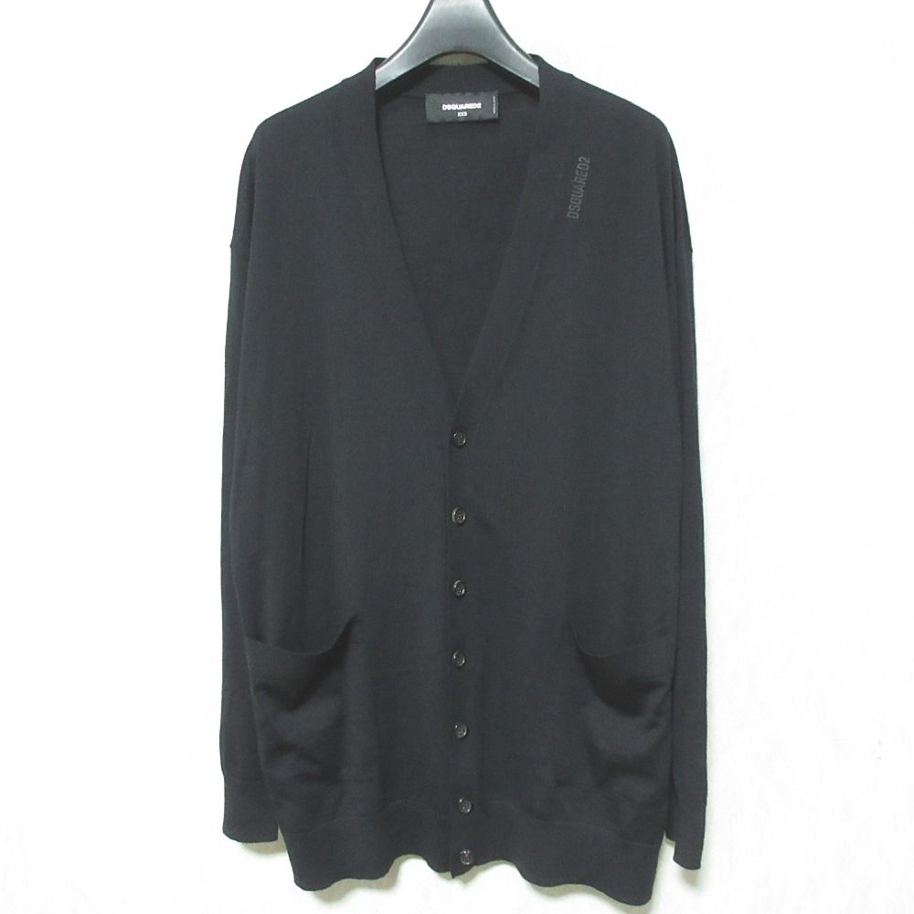 美品 23SS DSQUARED2 ディースクエアード Vネック オーバーサイズ ニットカーディガン S75HA1166 サイズXXS ブラック レディース 古着 中古 USED