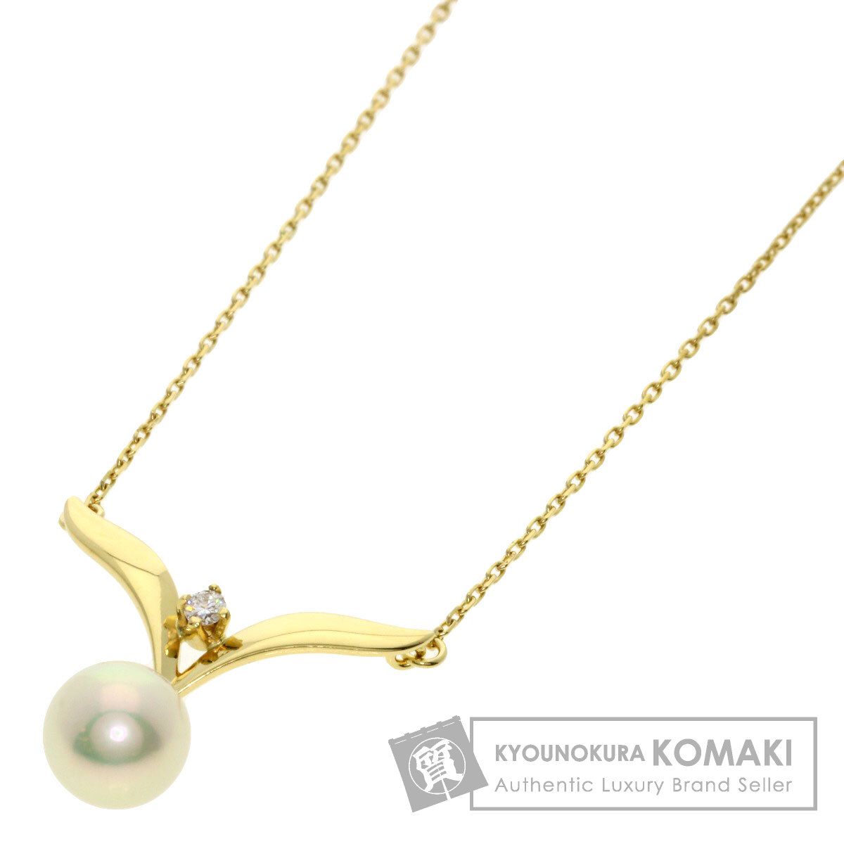 MIKIMOTO ミキモト パール 真珠 ダイヤモンド ネックレス K18YG レディース [中古]
