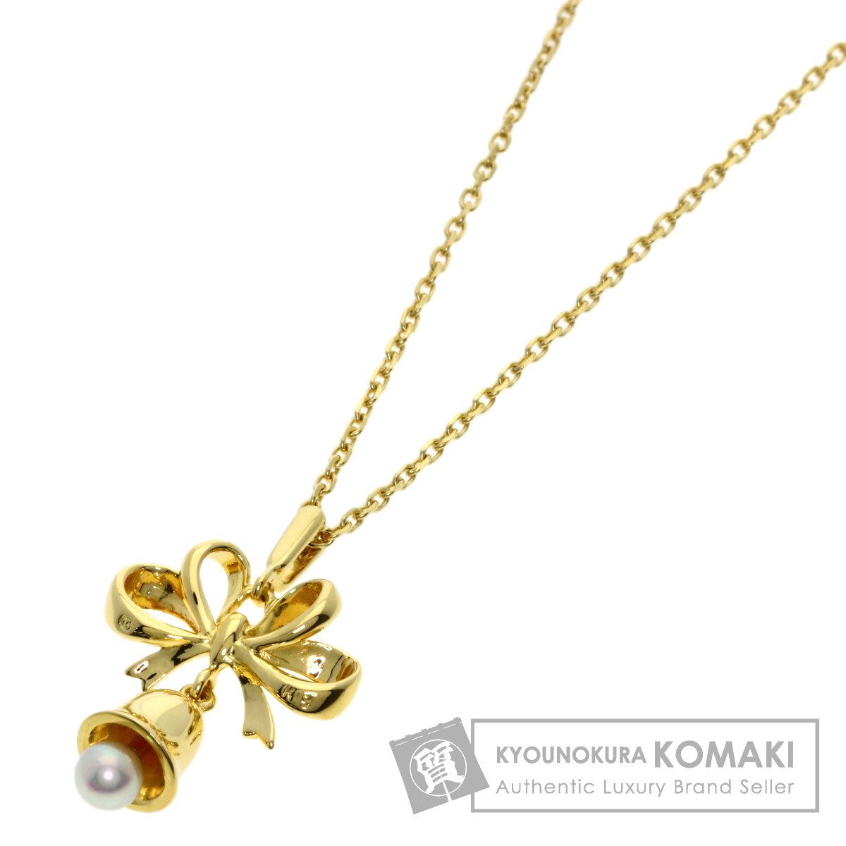 MIKIMOTO ミキモト ベル リボンモチーフ パール 真珠 ネックレス K18YG レディース [中古]