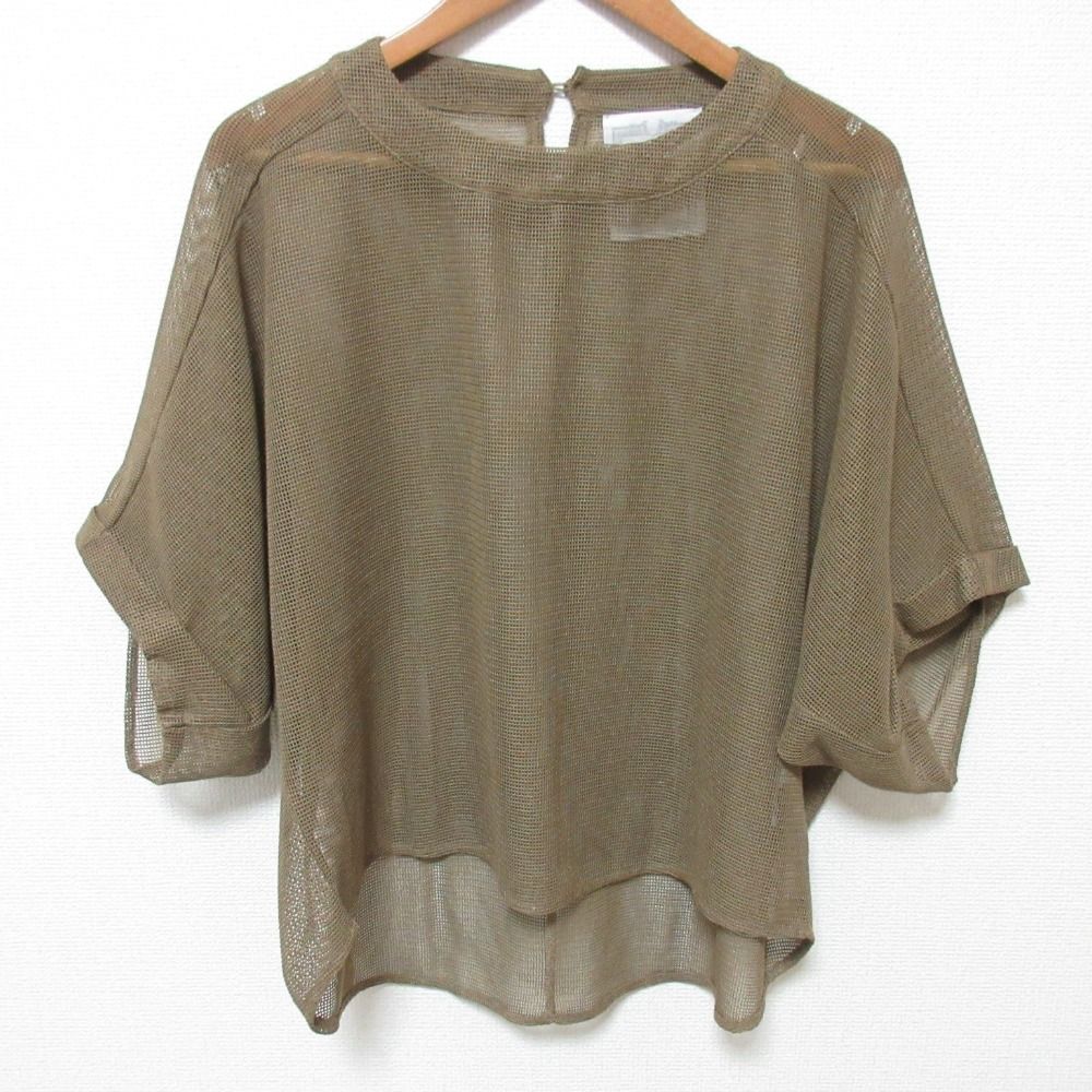 美品 25SS BEARDSLEY ビアズリー カラミプルオーバー 半袖 カットソー BEZ1051406A0005 サイズF ベージュ レディース 古着 中古 USED