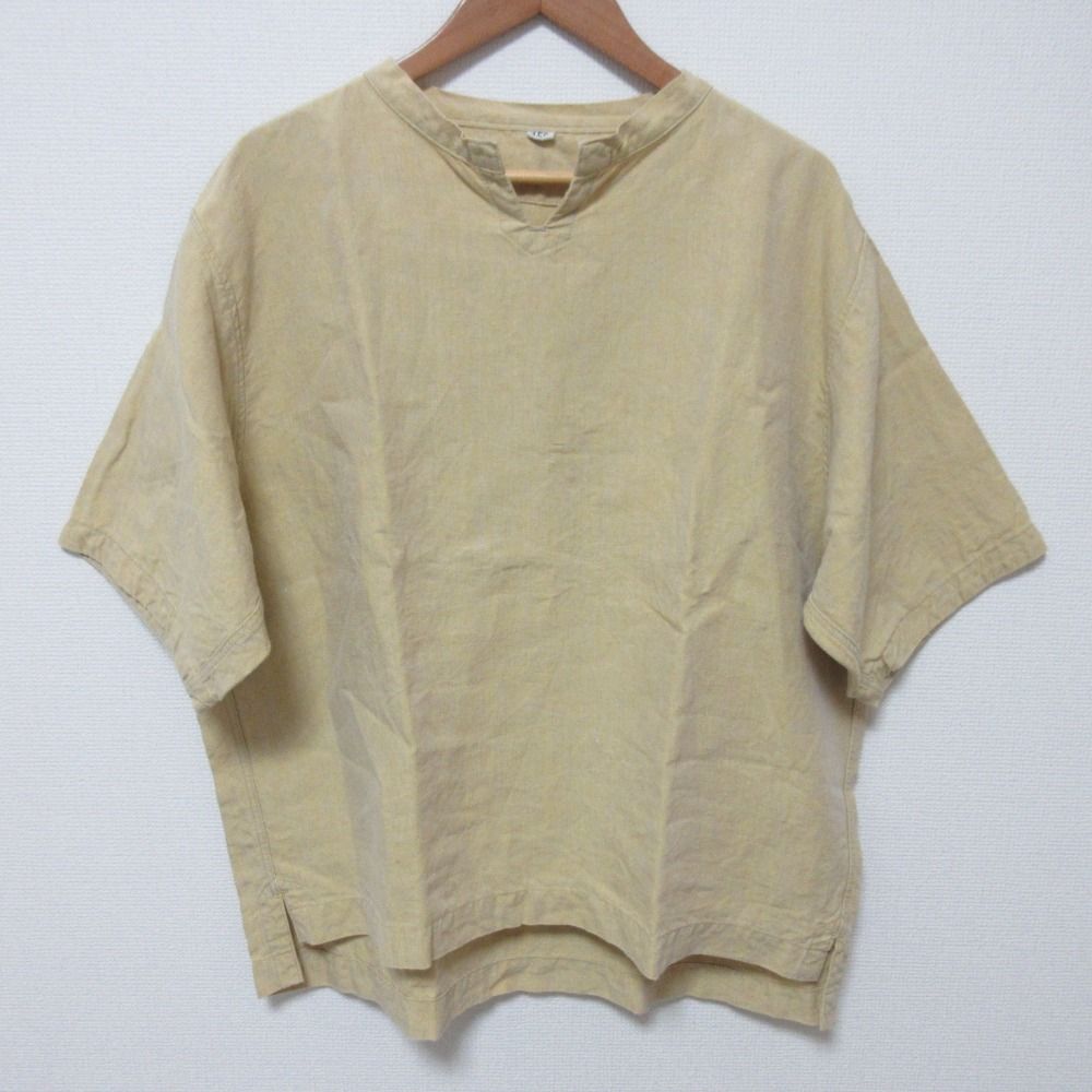美品 45R フォーティファイブアール リネンの908Tシャツ 80530202 サイズ2 ライトイエロー レディース 古着 中古 USED