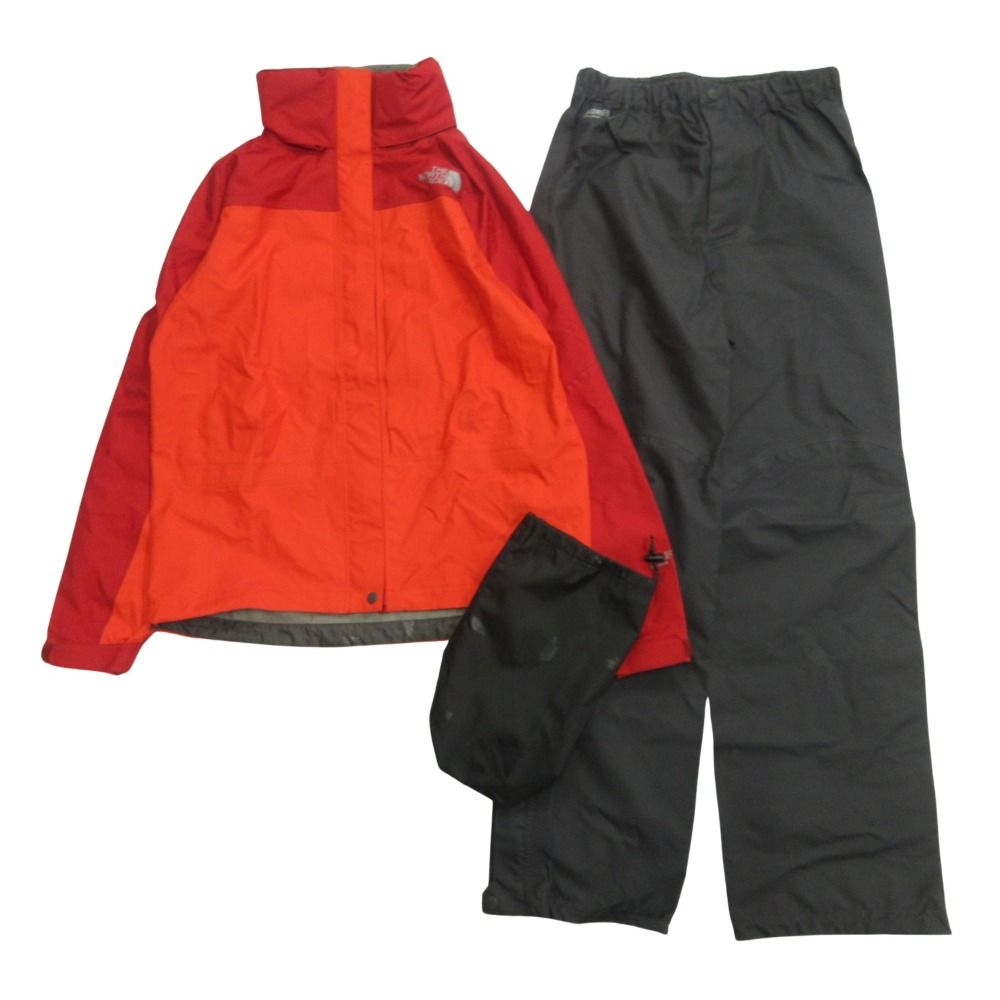 美品 THE NORTH FACE ザ・ノースフェイス RAINTEX PLASMA レインスーツ セットアップ ジャケット パンツ NPW11212 S 赤 レッド レディース 古着 中古 USED
