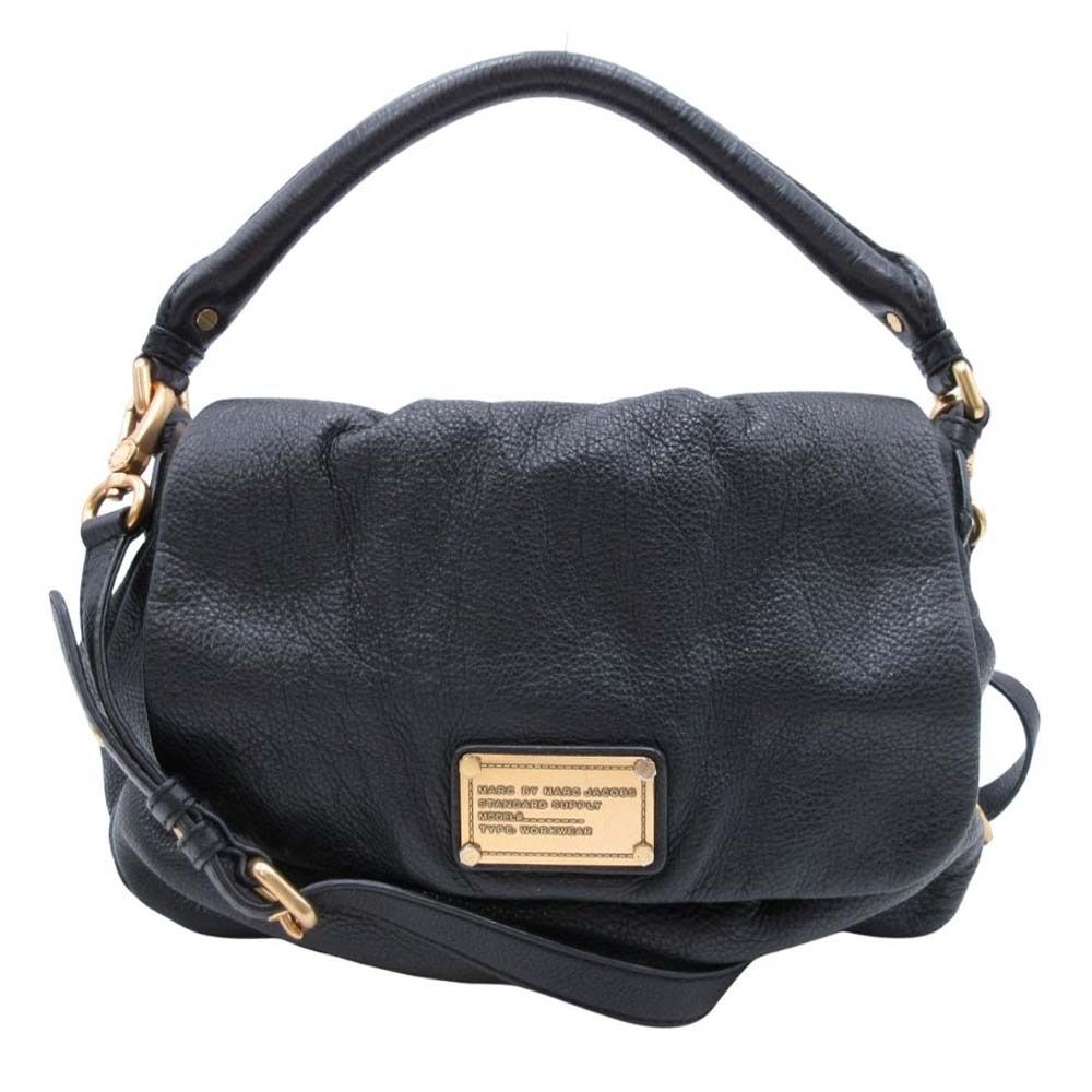 良品 MARC BY MARC JACOBS マークバイマークジェイコブス 牛革 レザー 2way ショルダーバッグ ハンドバッグ 斜め掛け 黒 ブラック レディース 古着 中古 USED