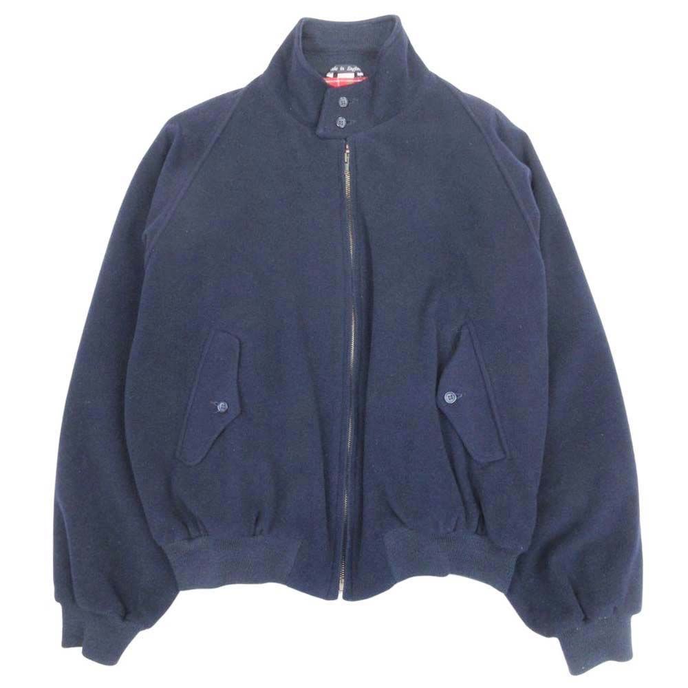 美品 BARACUTA バラクータ 70s 80s vintage ウールカシミヤ メルトン G9 ハリントンジャケット ブルゾン 裏地チェック 44 ネイビー メンズ 古着 中古 USED