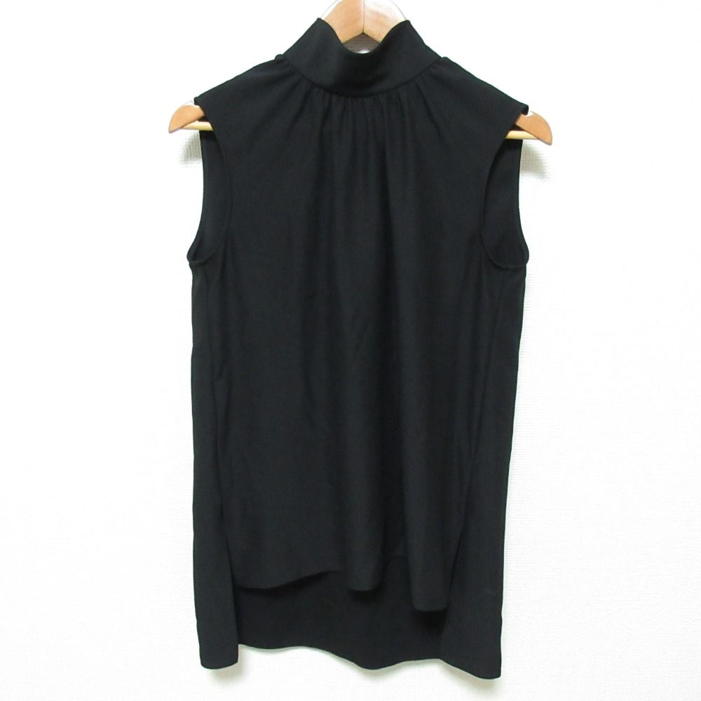 美品 23AW Theory luxe セオリーリュクス BACK SATIN GGT MIME ボウタイ ノースリーブ ブラウス サイズ38 ブラック レディース 古着 中古 USED