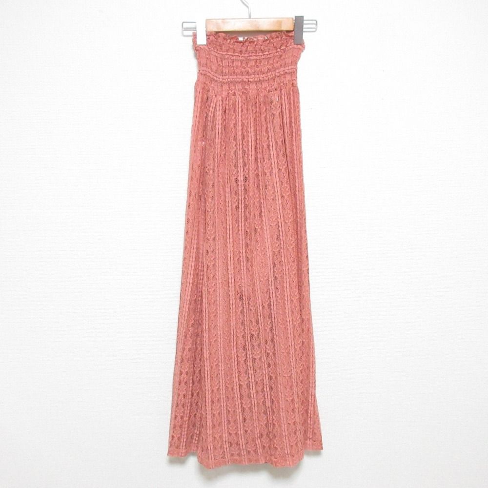 美品 RED VALENTINO レッドヴァレンティノ ハイウエスト マキシ丈 ロング レーススカート サイズS ピンク レディース 古着 中古 USED