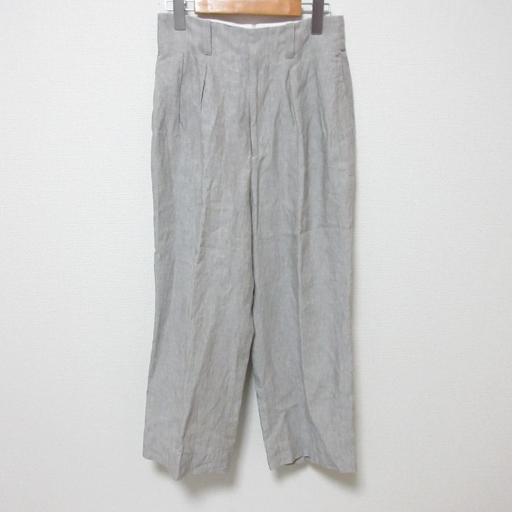 良品 25SS MARGARET HOWELL マーガレットハウエル リネン ワイドスラックス サイズ1 グレー レディース 古着 中古 USED