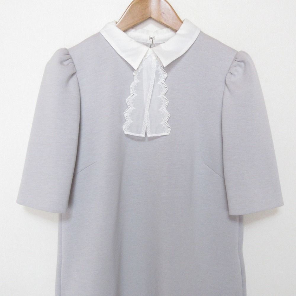 美品 CELFORD セルフォード ボウタイ 半袖 ひざ丈 コクーンワンピース