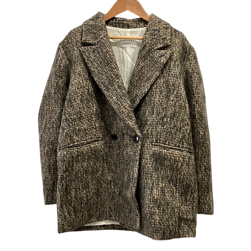 美品 24AW MACPHEE マカフィー トゥモローランド モヘヤミックスシャギー ダブルブレストジャケット 36 ブラウン レディース 古着 中古 USED