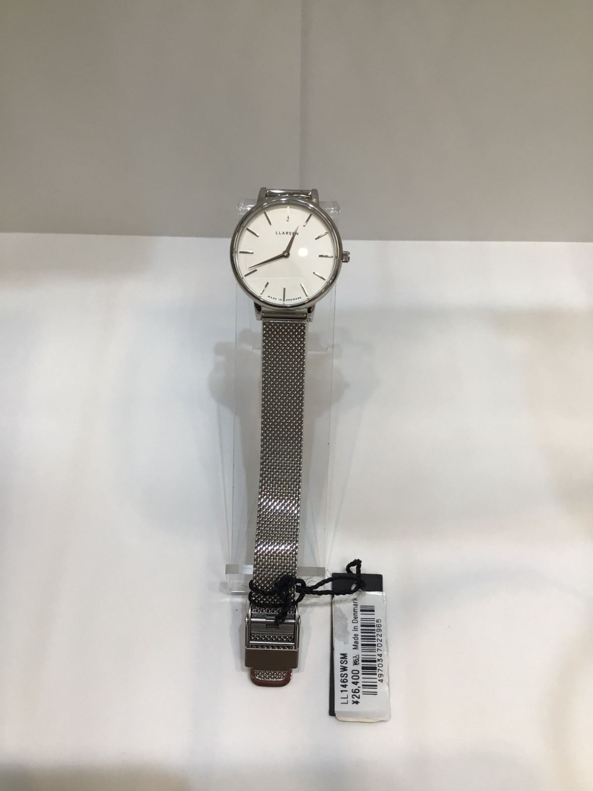 【アウトレット特価】LLARSEN エルラーセン 146SWSM ラウンドウォッチ レディース腕時計 シルバーケース／ホワイトダイヤル／メッシュベルト