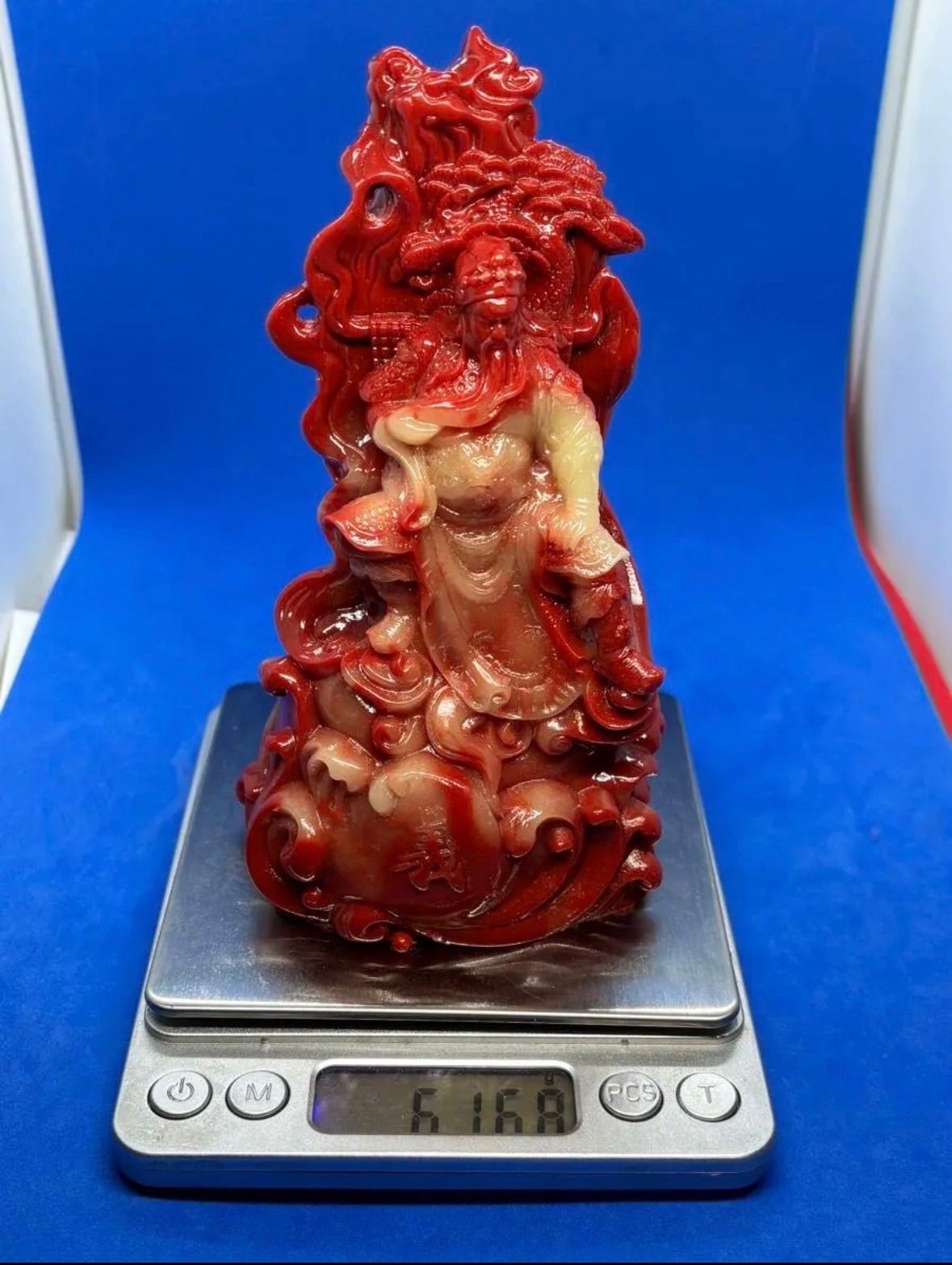 極美品 寿山石ライチ凍忠義関公精雕置物台座付約15×8×6cm610g 5896 極美品 寿山石ライチ凍忠義関公精雕置物台座付約15×8×6cm610g 5896