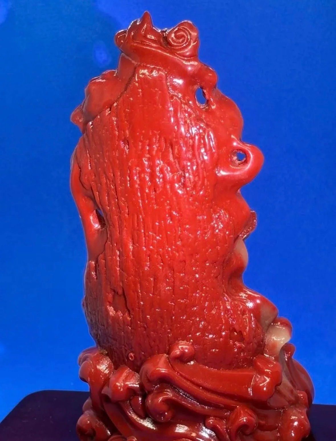 極美品 寿山石ライチ凍忠義関公精雕置物台座付約15×8×6cm610g 5896