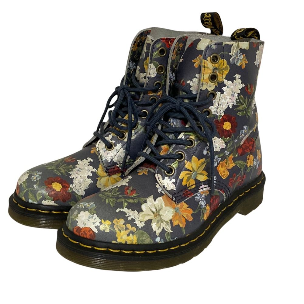 良品 DR. MARTENS ドクターマーチン 1460 PASCAL OF DARCY FLORAL 8ホール ブーツ サイズUK5 24cm ネイビー レディース 古着 中古 USED