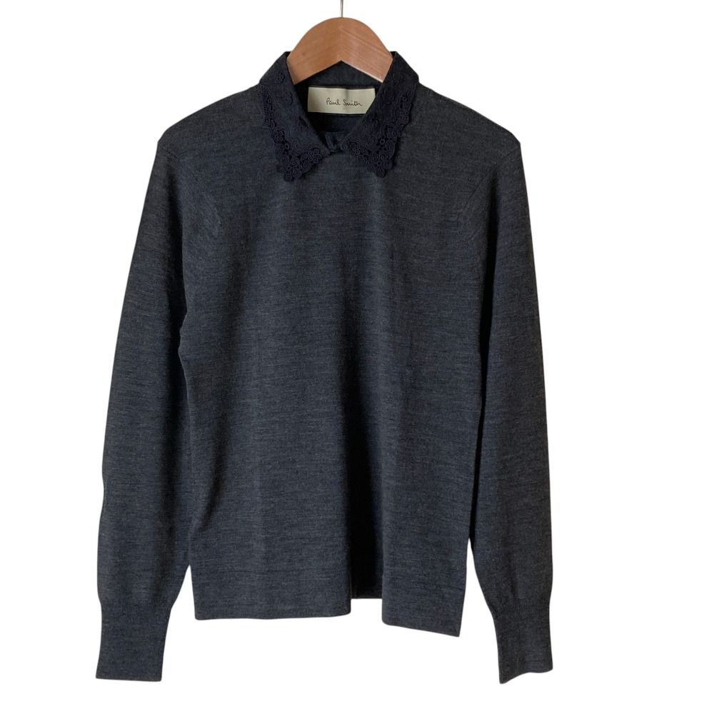 美品 Paul Smith ポールスミス レースカラー付き ニットセーター M 