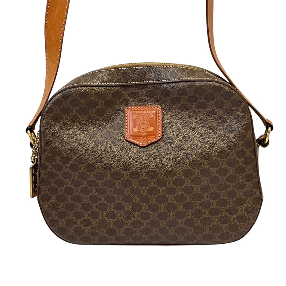 良品 CELINE セリーヌ ヴィンテージ マカダム柄 ショルダーバッグ ブラウン レディース 古着 中古 USED