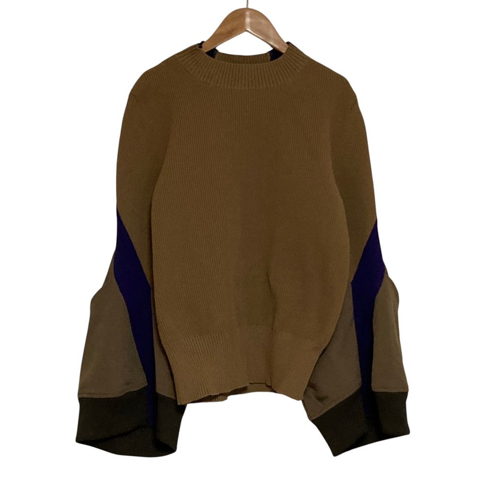 未使用 sacai サカイ テクニカルジャージーセーター 23-06643 サイズ3 ベージュ レディース 古着 中古 USED