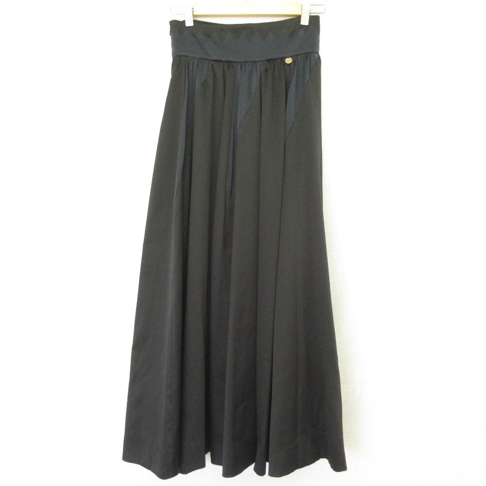 美品 Perfume Closet パフュームクローゼット FlareSkirt Inspired by SpinningWorld ロング フレアスカート S ブラック ネイビー レディース 古着 中古 USED