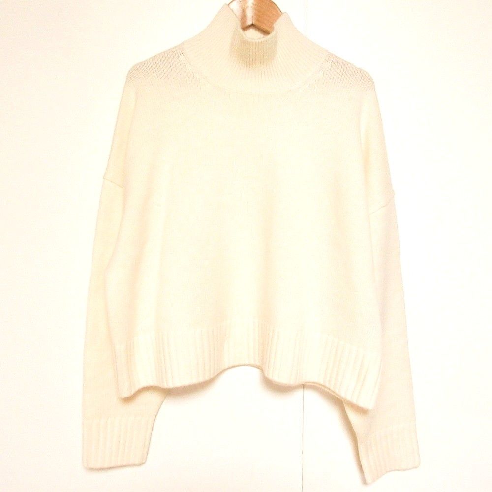 美品 25AW Theory セオリー LANA CASH CROPED TN PO タートルネック クロップドニットセーター Sサイズ アイボリー レディース 古着 中古 USED