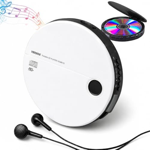 CDプレーヤー ポータブルCDプレーヤー 軽量 多機能 小型 リピート再生 音飛び防止 ESP防振 語学学習 音楽鑑賞 イヤホン付き MVS-M015 日本語説明書 iimono117 (ホワイト)koe f70915a6