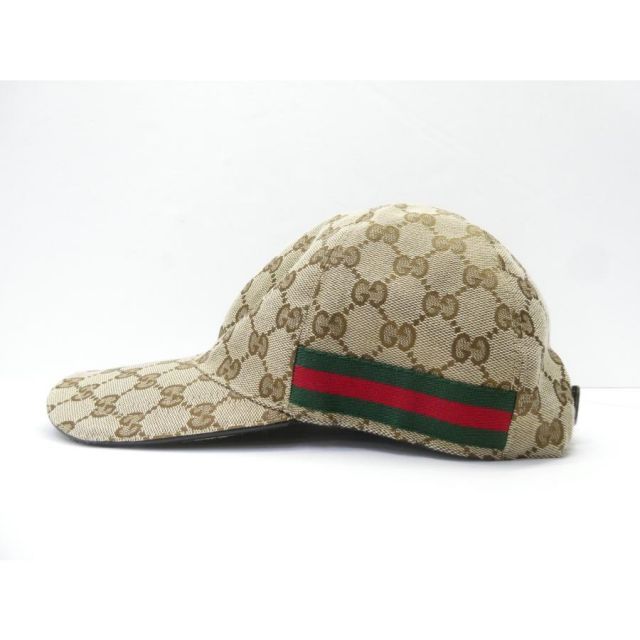 GUCCI グッチ GGキャンバス シェリーライン キャップ 帽子 M 58 茶色