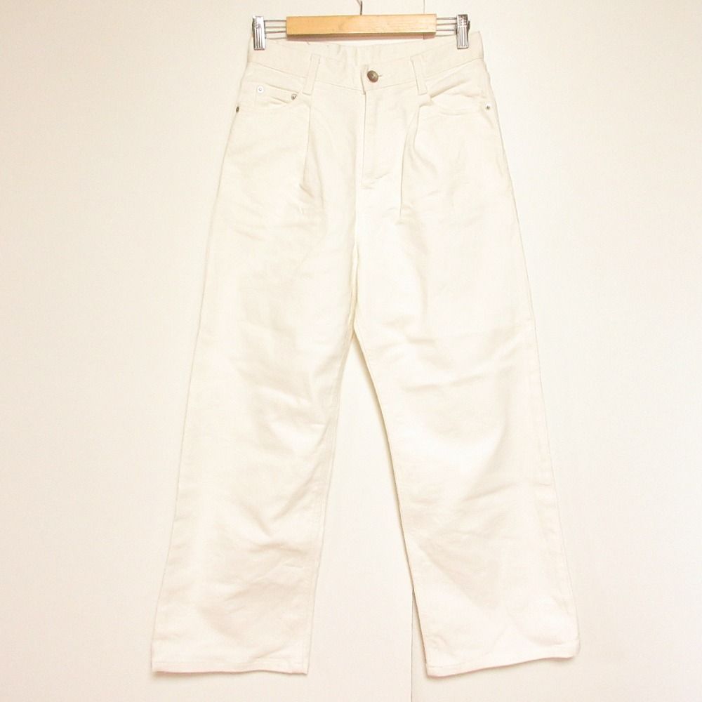 美品 23SS EVERYDAY I LIKE エブリデイアイライク ドゥーズィエムクラス タックバギー デニムパンツ ジーンズ 36 ホワイト レディース 古着 中古 USED