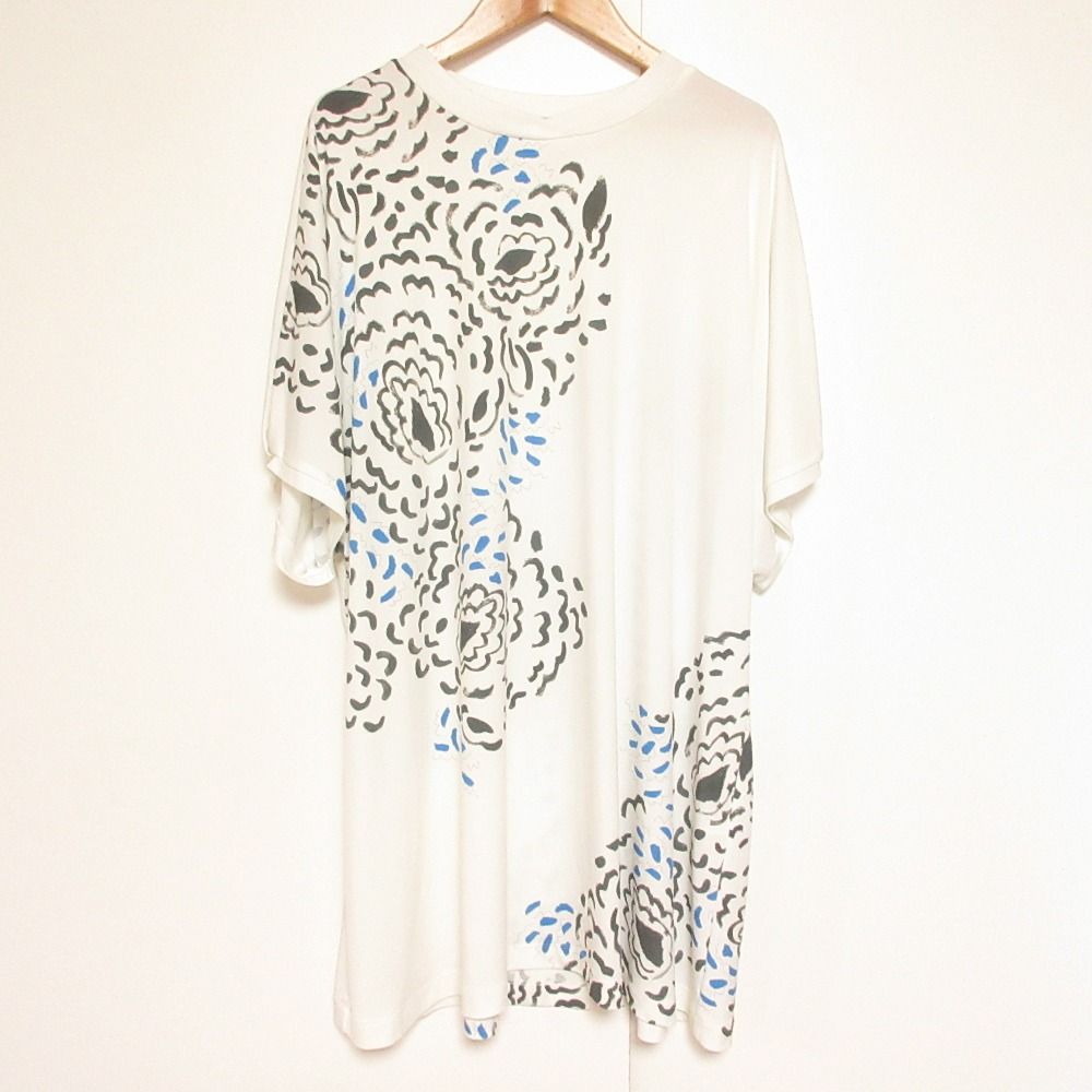 美品 HIROKO KOSHINO ヒロココシノ ベア天竺アートプリントチュニック サイズ38 ホワイト レディース 古着 中古 USED