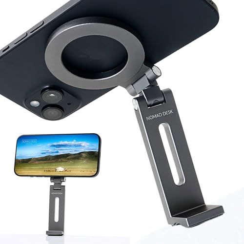 NOMAD DESK スマホスタンド 強力クランプ式 卓上 MagSafe対応 省スペース アルミ合金 高剛性 iPhone対応 飛行機・新幹線 1/4インチ・ネジ穴 NOMAD STAND GO EDGE (グレー) ノマドデスクas 13af3ab1