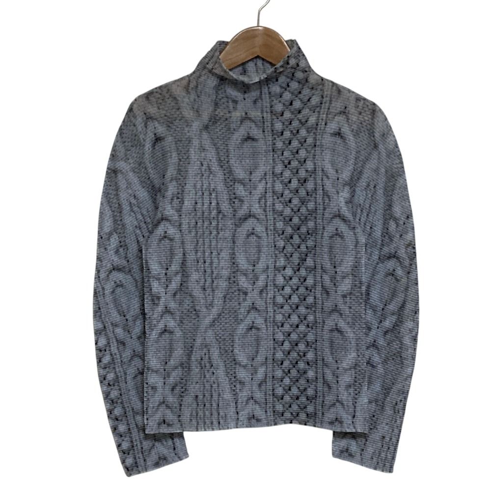 新品同様 me ISSEY MIYAKE ミーイッセイミヤケ ハイネックブラウス MI03FJ171 グレー レディース 古着 中古 USED
