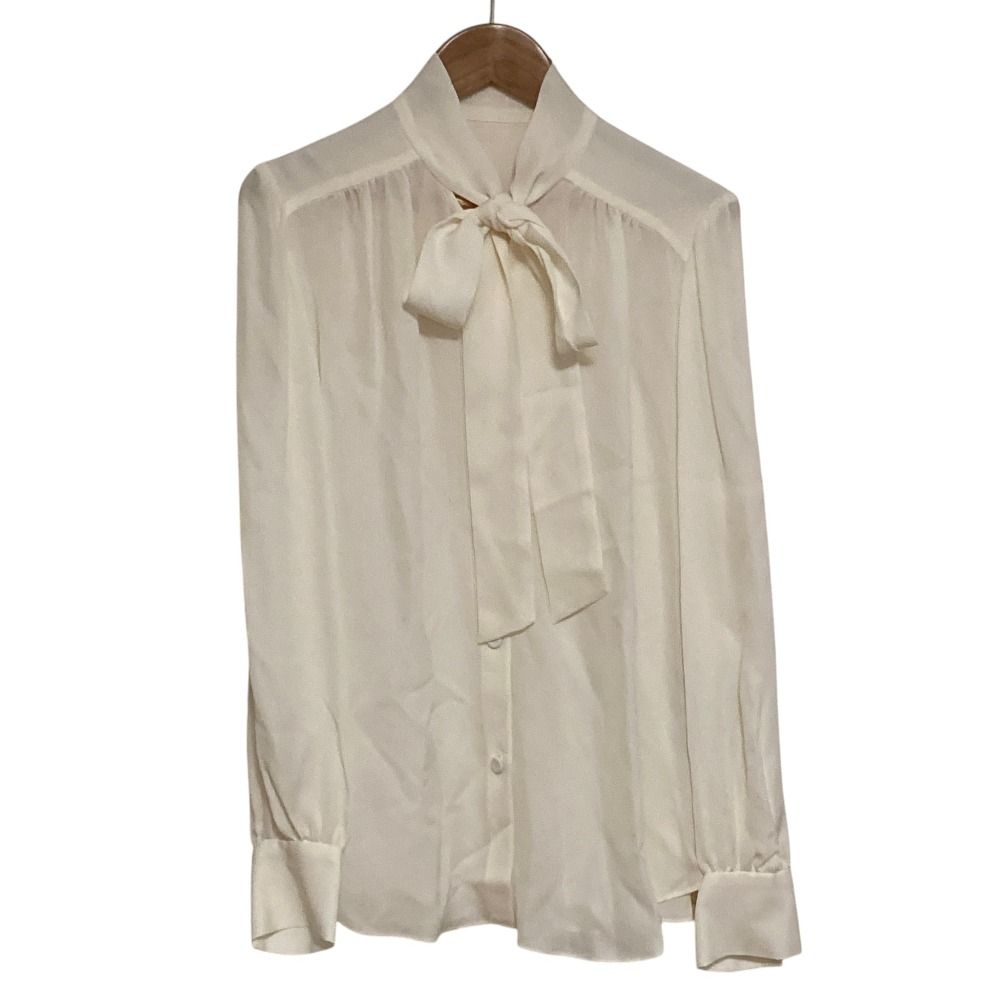 美品 23AW GRACE CLASS グレースクラス シルクボウタイブラウス サイズ36 ホワイト レディース 古着 中古 USED