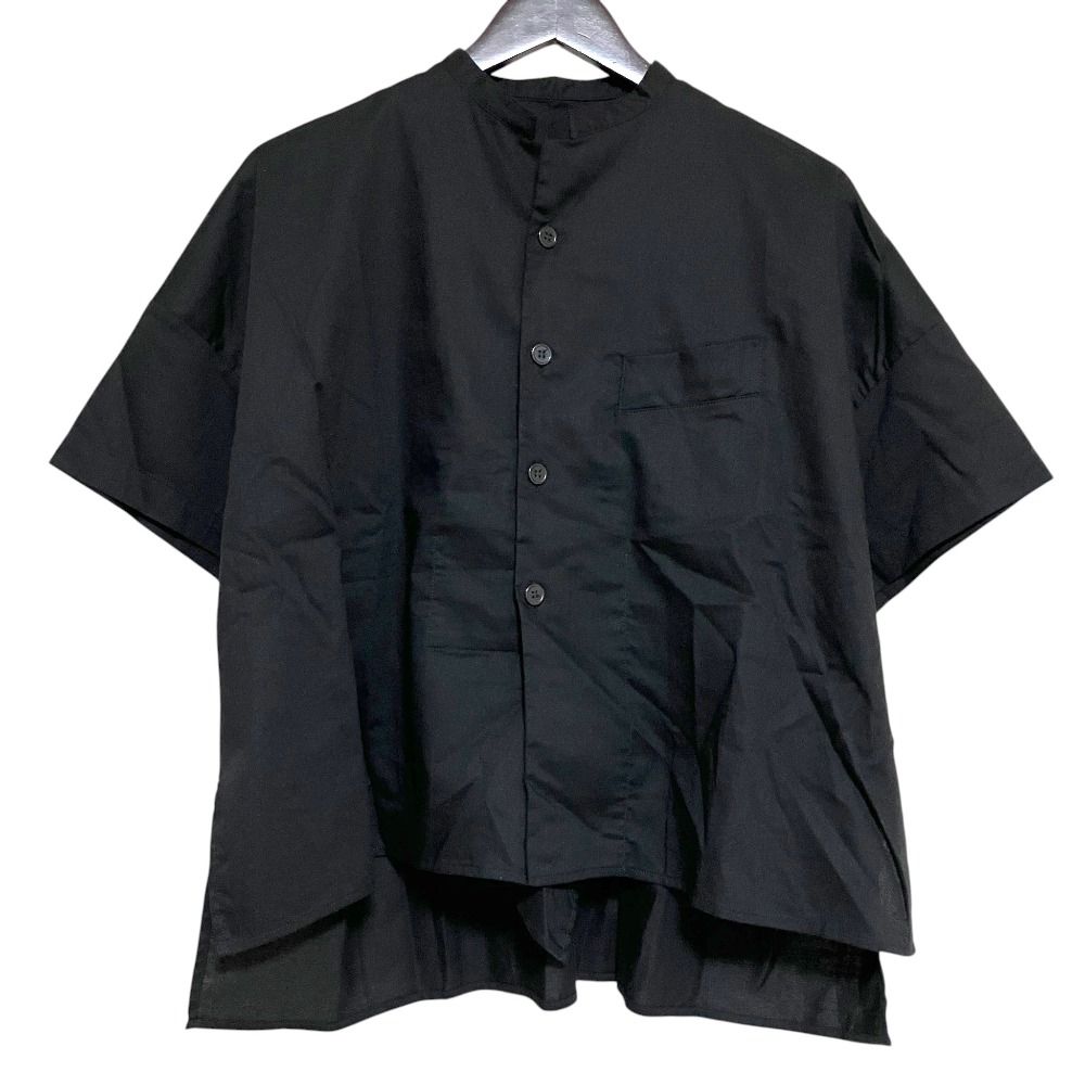 美品 24SS Y's BORN PRODUCT ワイズ ヨウジヤマモト THIN COTTON TWILL HALF SLEEVE BOX SHIRT ボックスシャツ YY-B81-003 2 黒 レディース 古着 中古 USED