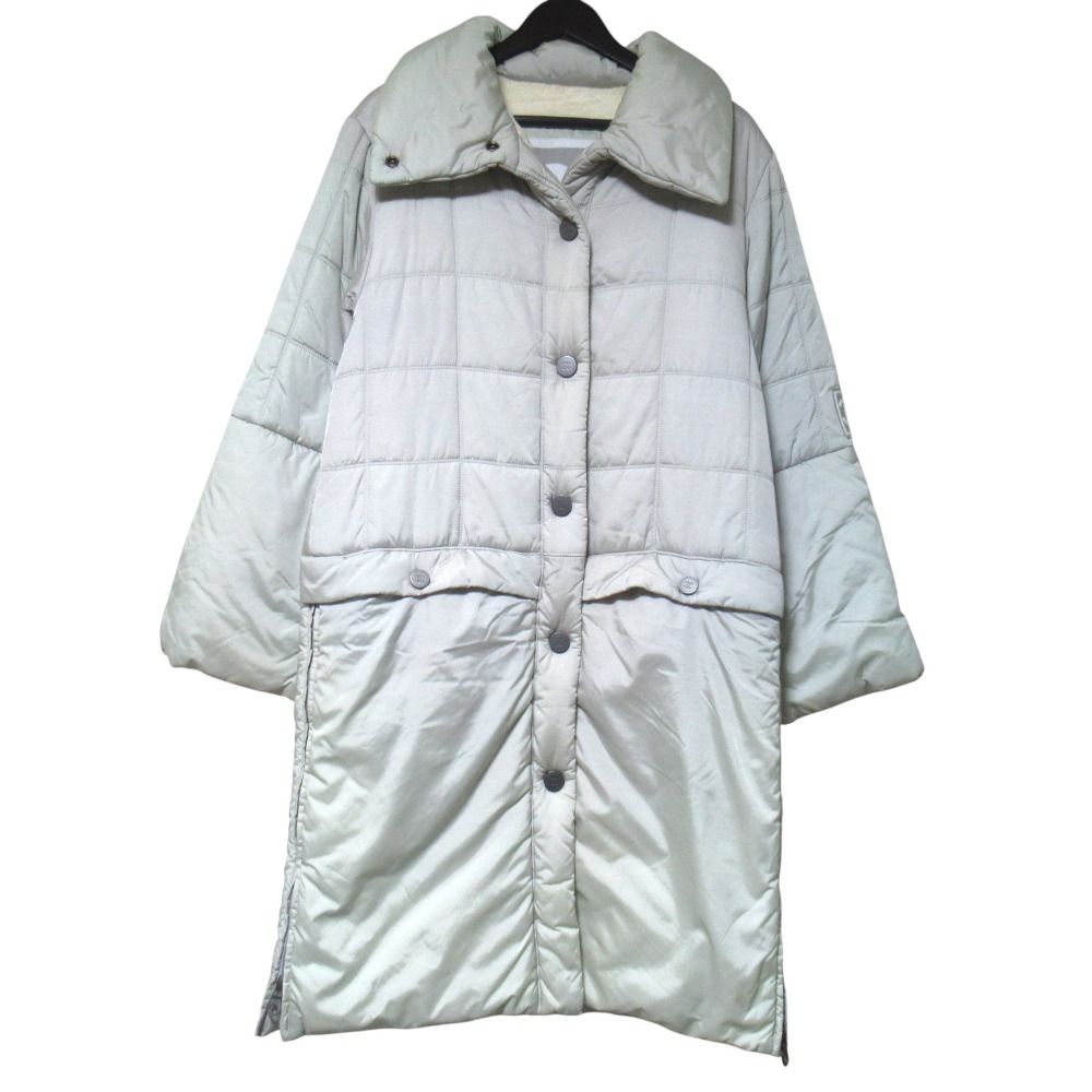 CHANEL SPORTS シャネルスポーツ 00A ヴィンテージ スタンドカラー パデッド キルティング ロングコート サイズ36 グレー系 レディース 古着 中古 USED