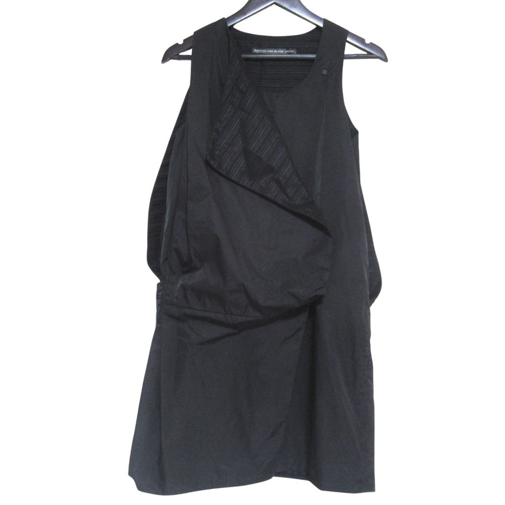 美品 BALENCIAGA バレンシアガ ニコラ・ジェスキエール フェイクレイヤード ひざ上丈 ノースリーブ ワンピース サイズ38 ブラック レディース 古着 中古 USED