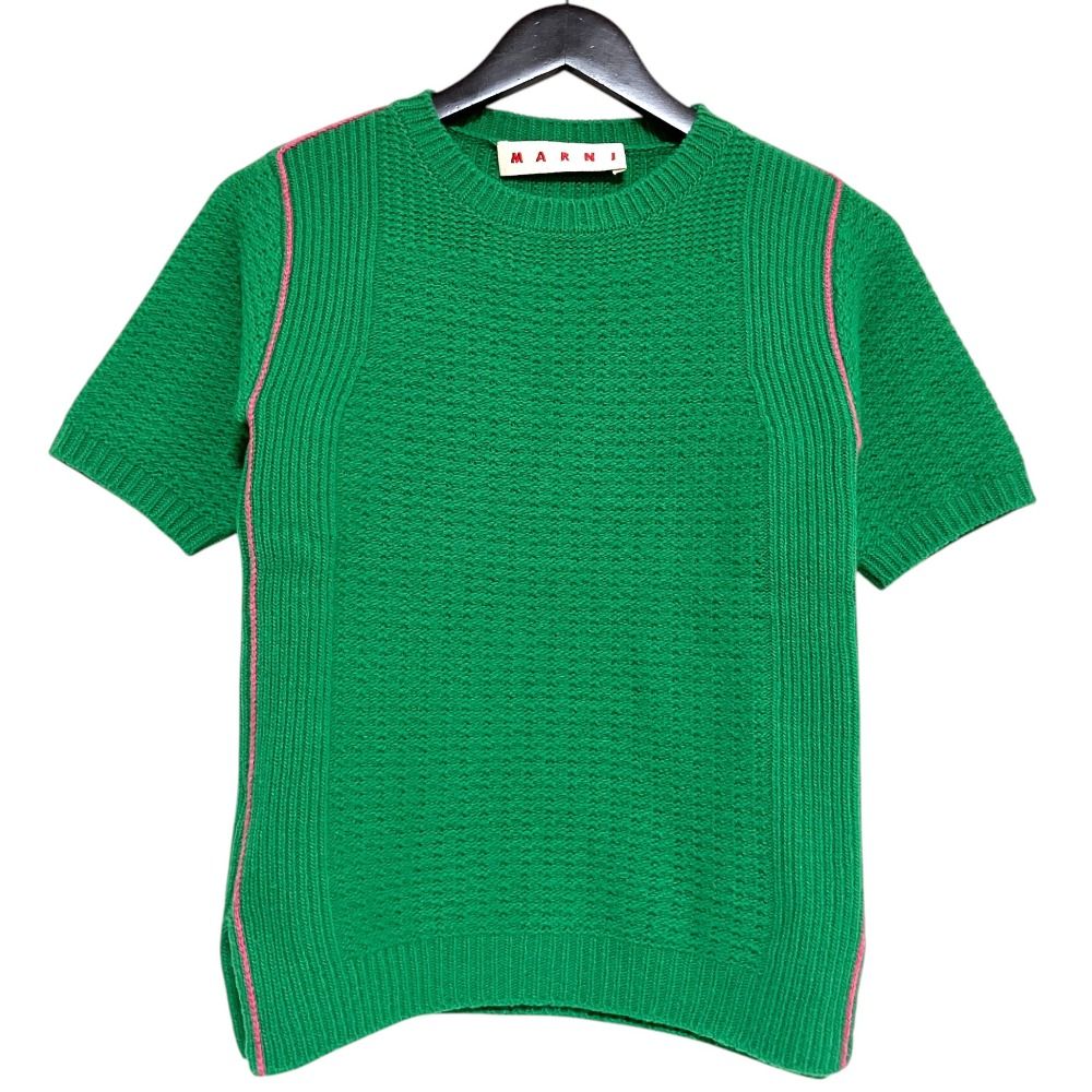 美品 MARNI マルニ カシミヤブレンド 半袖 ニット GCMD0135EQ サイズ40 グリーン レディース 古着 中古 USED